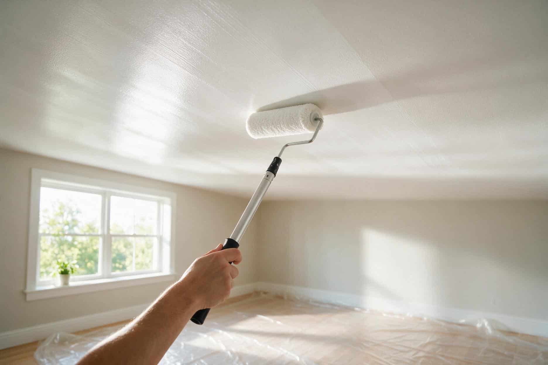 How to paint a ceiling with a roller without lap marks