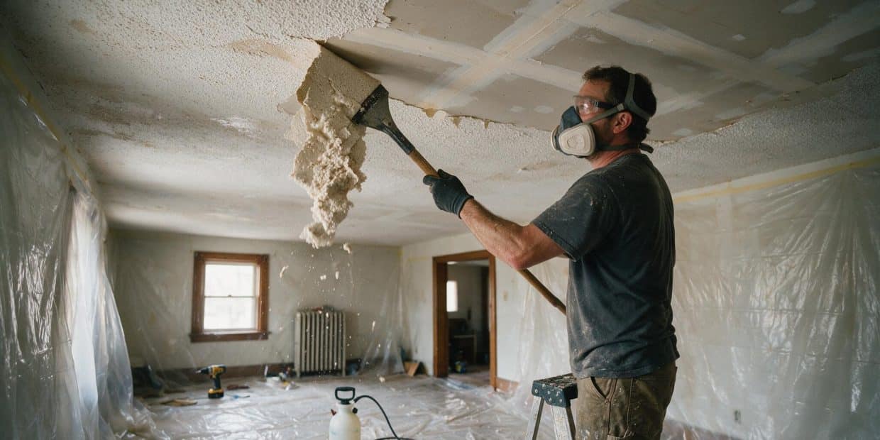 Popcorn ceiling removal cost in 2026: two numbers, not one