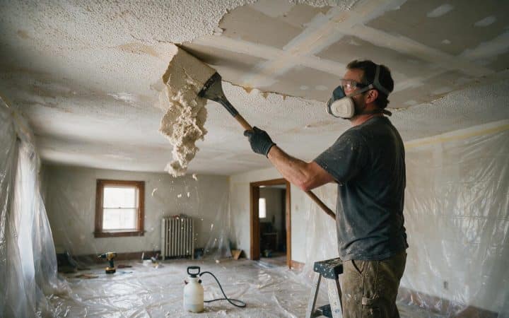 Popcorn ceiling removal cost in 2026: two numbers, not one