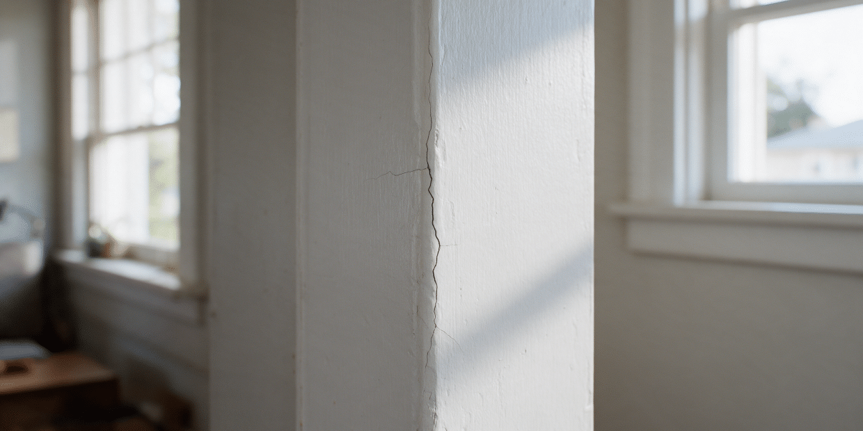 How to fix drywall corner cracks: tape line or bent bead