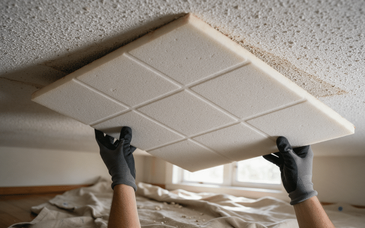 How to cover a popcorn ceiling without removing it, and what actually holds up